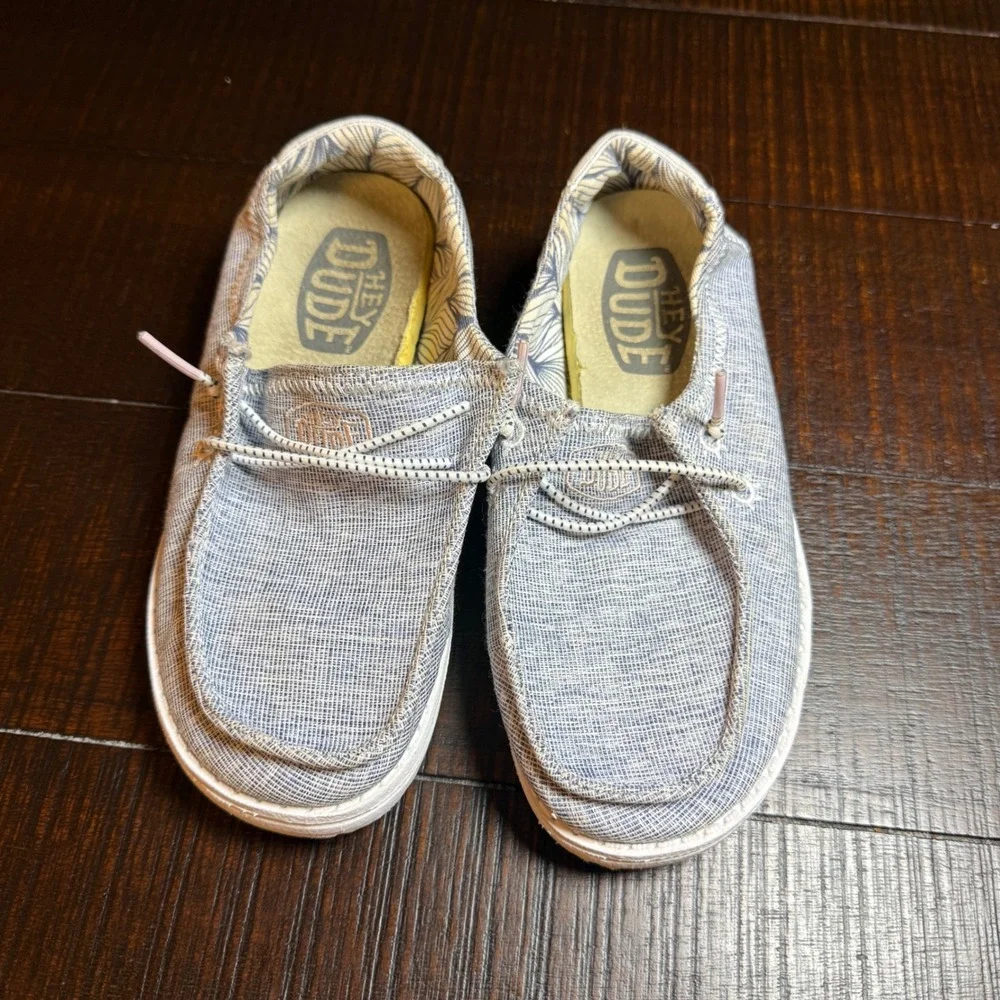 Hey Dude Wendy Youth Star Azora Blue White Slip On Loafers Shoes Kids Size Y1 L2